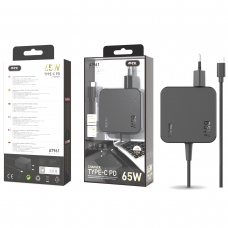 MTK AT961 Cargador universal automatico con conector TYPE C para portatiles y moviles 65W 3.25A 1.5M negro