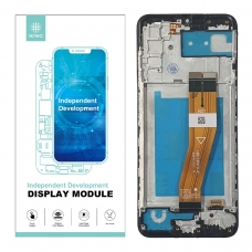 IKREA Pantalla completa con marco para Samsung Galaxy A03S A037F 160mm negra Calidad Premium(Assembled)