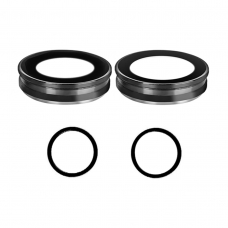 Set de embellecedores con lentes y anillos para iPhone 11 negro(4Pcs)