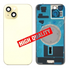 Tapa trasera con soporte tallada en frío integrado para iPhone 15 Plus amarilla