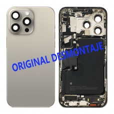 Chasis trasero con piezas y batería para iPhone 15 Pro Max titanio natural original desmontaje