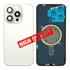 Tapa trasera con soporte tallada en frío integrado para iPhone 15 Pro Max blanca