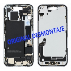Carcasa intermedia con batería para iPhone 15 azul original desmontaje
