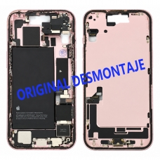 Carcasa intermedia con batería para iPhone 15 rosa original desmontaje