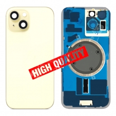 Tapa trasera con soporte tallada en frío integrado para iPhone 15 amarilla