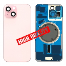 Tapa trasera con soporte tallada en frío integrado para iPhone 15 rosa