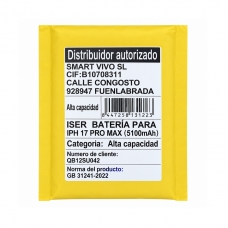 Batería para iPhone 17 Pro Max 5100mAh Alta Capacidad