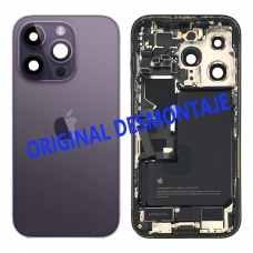 Chasis trasero con piezas y batería para iPhone 14 Pro morado original desmontaje