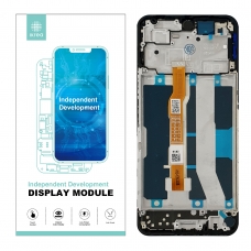 IKREA Pantalla completa con marco para Vivo Y28 4G negra Calidad Premium(Assembled)