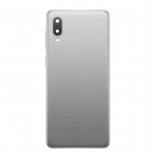 Tapa trasera gris con lente para Samsung Galaxy A02 A022