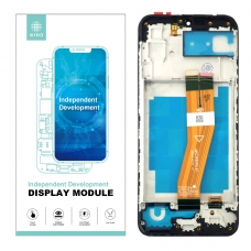 IKREA Pantalla completa con marco para Samsung Galaxy A03 A035G 162mm negra Calidad Premium(Assembled)