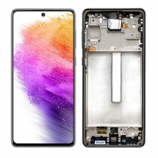Pantalla completa con marco para Samsung Galaxy A73 5G A736 gris asombroso original