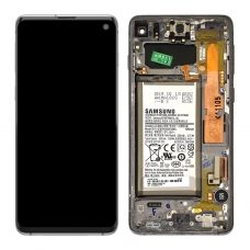 Pantalla completa con marco y batería original desmontaje para Samsung Galaxy S10 G973 negra(Grado B) 