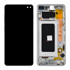 Pantalla completa con marco para Samsung Galaxy S10 Plus G975F plata original(Assembled)