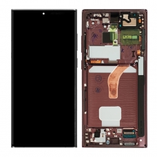 Pantalla completa con marco para Samsung Galaxy S22 Ultra 5G S908 burgundy original