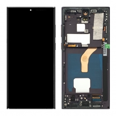 Pantalla completa con marco para Samsung Galaxy S22 Ultra 5G S908B negra original reparada