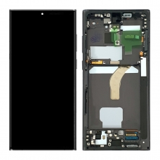 Pantalla completa con marco para Samsung Galaxy S22 Ultra 5G S908B negra original(Assembled)