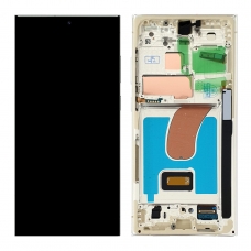 Pantalla completa con marco para Samsung Galaxy S23 Ultra 5G S918 plata original(Assembled)