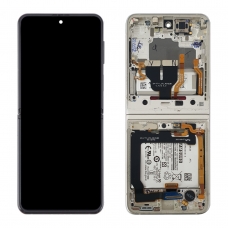 Pantalla completa con marco para Samsung Galaxy Z Flip 3 5G F711 cream original desmontaje