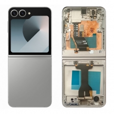 Pantalla completa con marco para Samsung Galaxy Z Flip 6 5G F741 plata/gris original(Assembled)