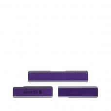 Set De Tapas Laterales morada de Micro SD+USB+SIM para Sony Xperia Z1 L39H/L39T/C6902/C6903/C6906/C6916/C6943 (3Pcs)