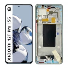 Pantalla completa con marco para Xiaomi 12T Pro 22081212UG azul original nueva
