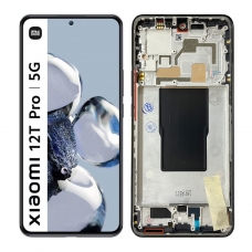 Pantalla completa con marco para Xiaomi 12T Pro 22081212UG negra original nueva